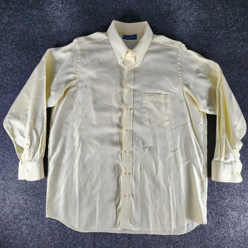 Tom James Executive Collection Mens Yellow Dress Shirt Button Down Custom USA
